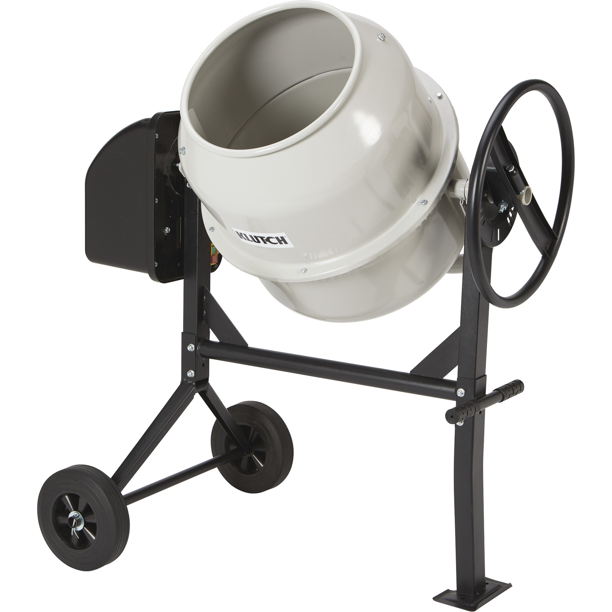Klutch Electric Cement Mixer, 4 Cu. Ft. Drum, 2/3 HP, 120V Electric